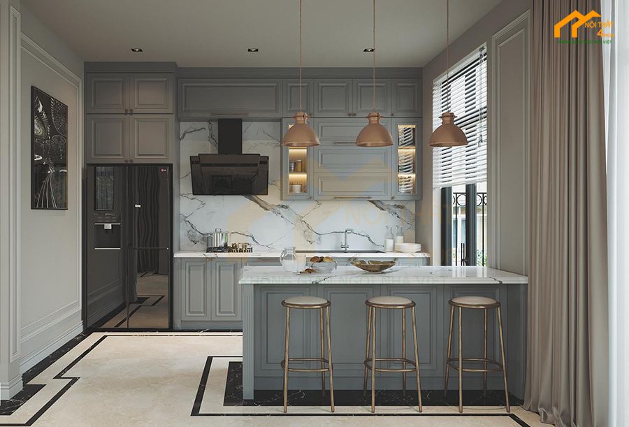 20+ Mẫu tủ bếp có quầy bar đẹp và hiện đại nhất 45 Mẫu tủ bếp chữ i có quầy bar