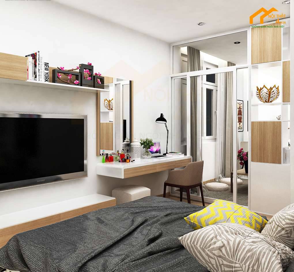 Top 15 Mẫu vách ngăn phòng ngủ kín đáo, đẹp ấn tượng 13 Mẫu vách ngăn phòng ngủ nhôm kính kết hợp kệ trang trí