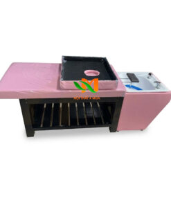 Giường gội đầu bồn sứ vuông bọc nệm hồng