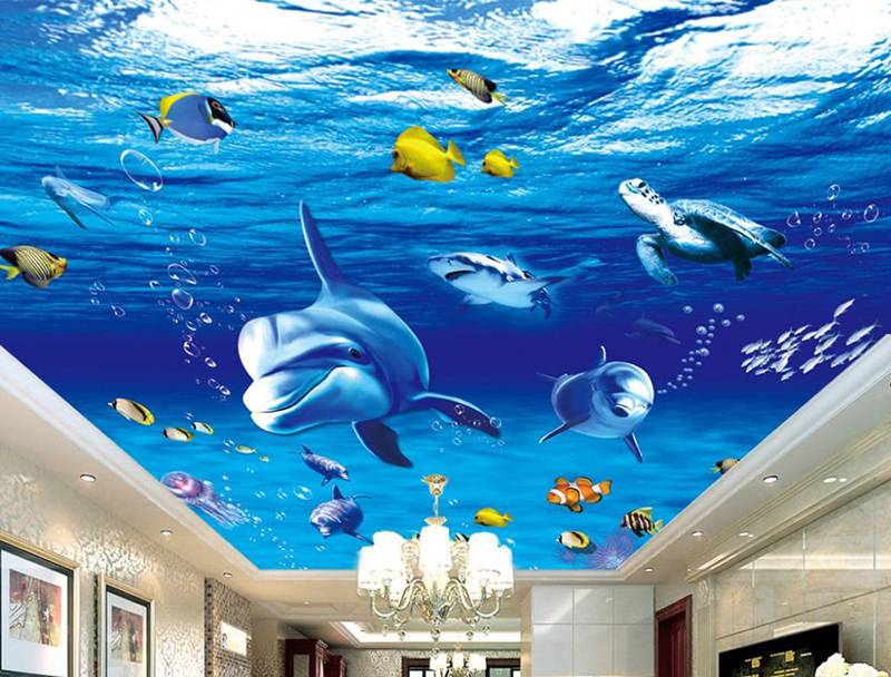 Mẫu tranh vẽ trần mây 3D