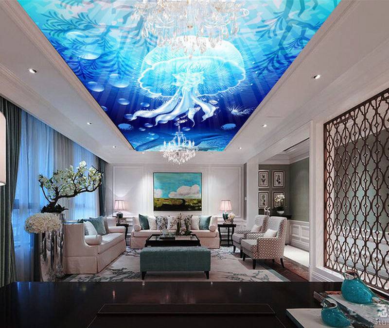 Mẫu tranh vẽ trần mây 3D