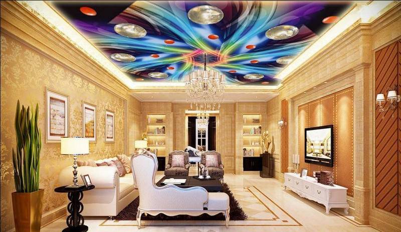 Mẫu tranh vẽ trần mây 3D