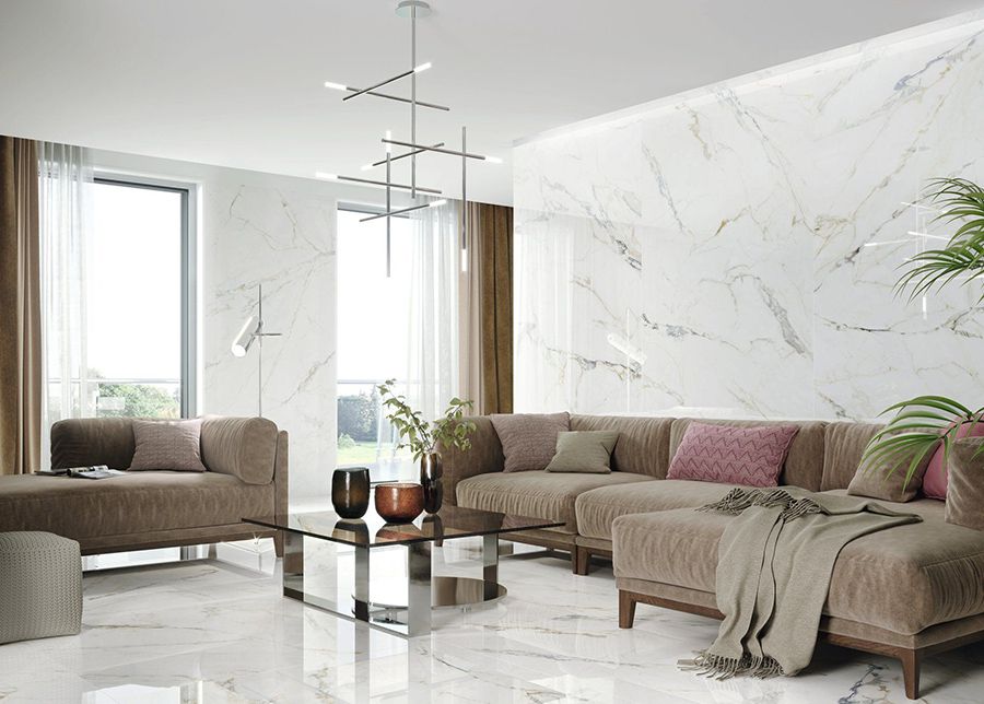 30+ Mẫu gạch ốp tường phòng khách đẹp, bền giá rẻ nhất 2 Gạch ốp tường phòng khách trơn