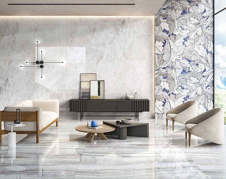 30+ Mẫu gạch ốp tường phòng khách đẹp, bền giá rẻ nhất 3 Gạch ốp tường phòng khách in hoa văn