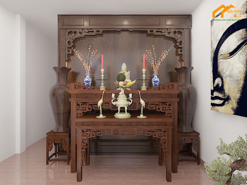 Mẫu nhà cấp 4 phòng thờ riêng