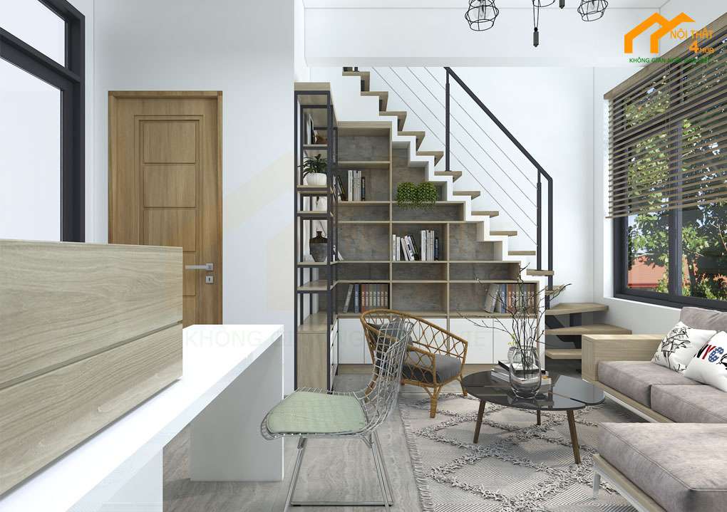 Mẫu cầu thang nhà ống 3m