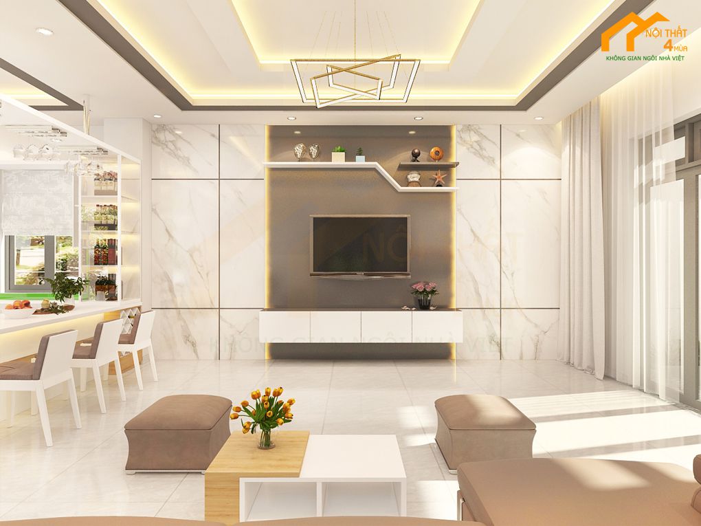 20+ Mẫu thiết kế phòng khách liền bếp 20m2 đẹp tiện nghi nhất 26 Thiết kế phòng khách liền bếp 20m2