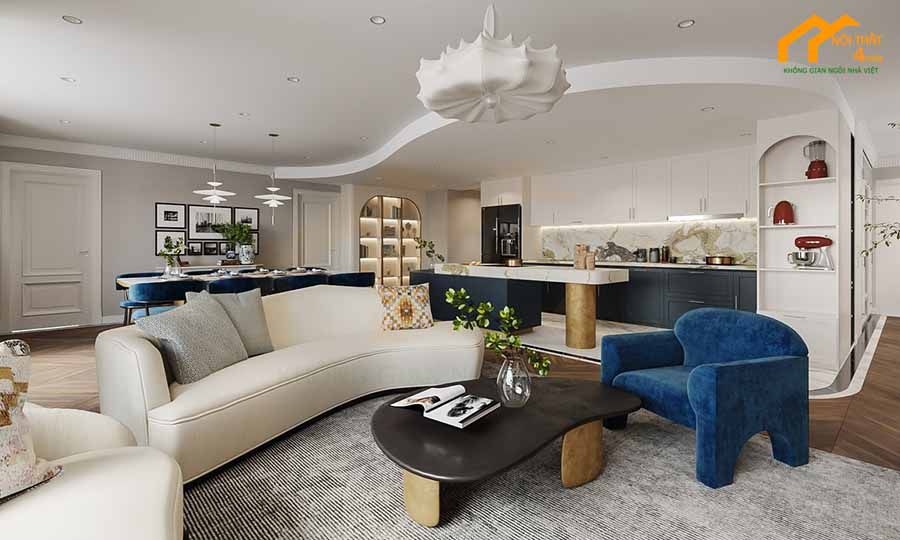 20+ Mẫu thiết kế phòng khách liền bếp 30m2 đẹp hiện đại 4 Mẫu thiết kế phòng khách liền bếp 30m2 với không gian mở