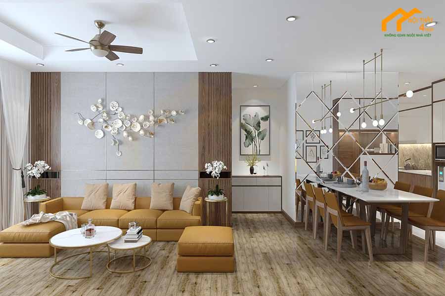 20+ Mẫu thiết kế phòng khách liền bếp 30m2 đẹp hiện đại 5 Mẫu thiết kế phòng khách liền bếp 30m2 với không gian mở