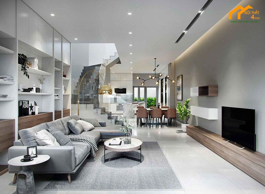 20+ Mẫu thiết kế phòng khách liền bếp 30m2 đẹp hiện đại 13 Mẫu thiết kế phòng khách liền kề bếp hiện đại