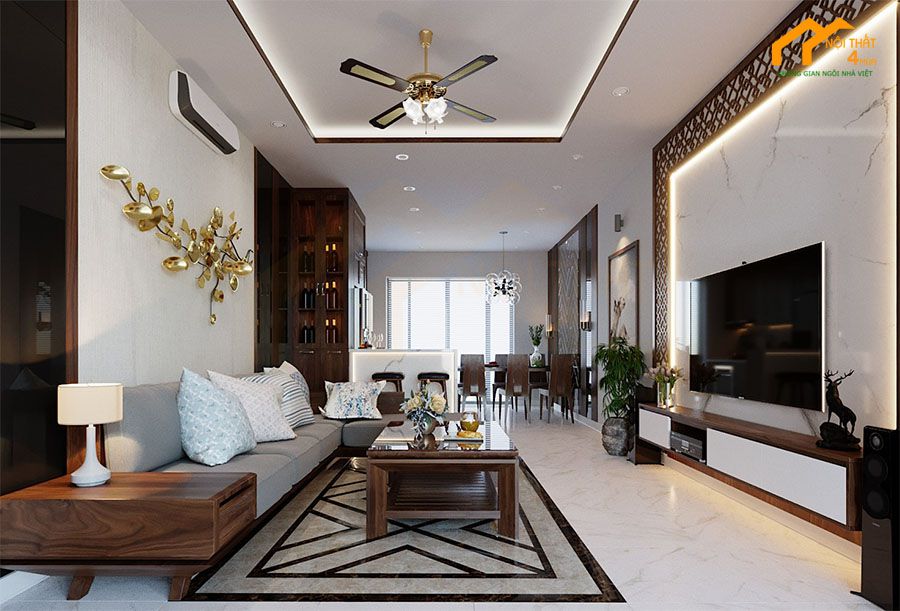 20+ Mẫu thiết kế phòng khách liền bếp 30m2 đẹp hiện đại 14 Mẫu thiết kế phòng khách liền kề bếp hiện đại