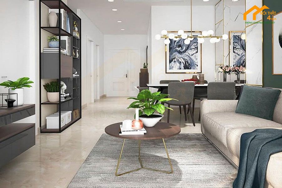 20+ Mẫu thiết kế phòng khách liền bếp 30m2 đẹp hiện đại 17 Phòng khách liền kề bếp với phong cách vintage