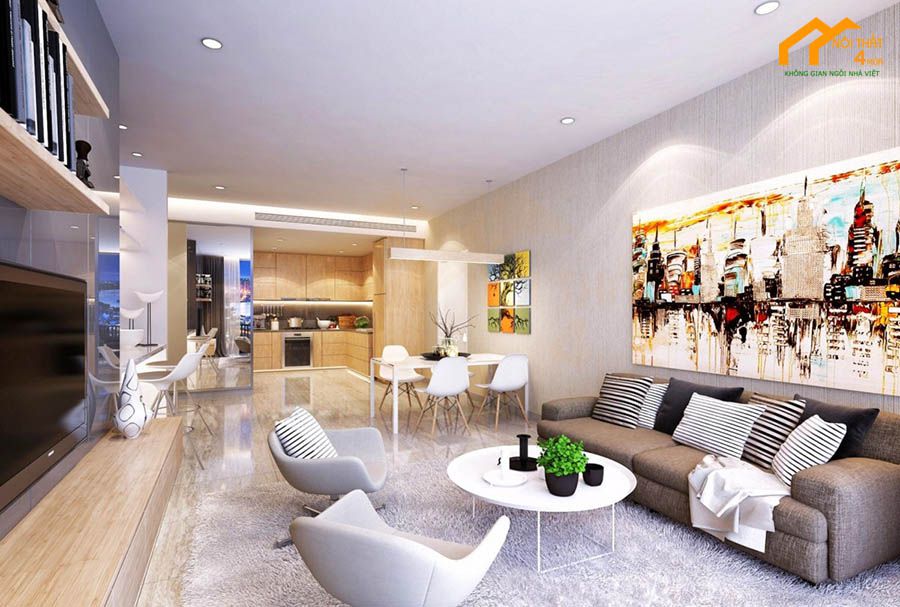 20+ Mẫu thiết kế phòng khách liền bếp 30m2 đẹp hiện đại 19 Phòng khách liền kề bếp với phong cách vintage