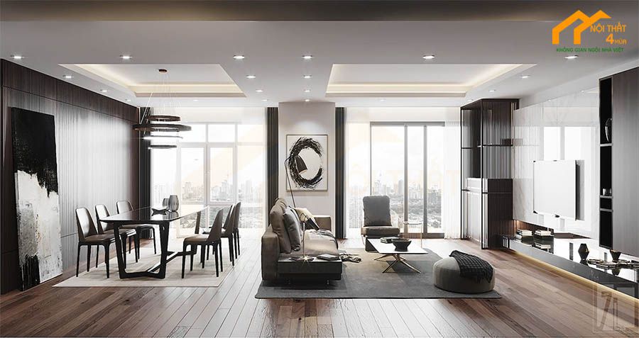 20+ Mẫu thiết kế phòng khách liền bếp 30m2 đẹp hiện đại 23 Mẫu phòng khách thiết kế liền bếp chung cư