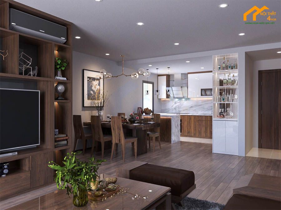 20+ Mẫu thiết kế phòng khách liền bếp 30m2 đẹp hiện đại 24 Mẫu phòng khách thiết kế liền bếp chung cư
