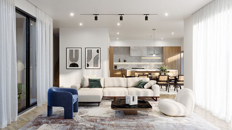 20+ Mẫu thiết kế phòng khách liền bếp 20m2 đẹp tiện nghi nhất 9 Mẫu phòng khách liền bếp đơn giản đẹp