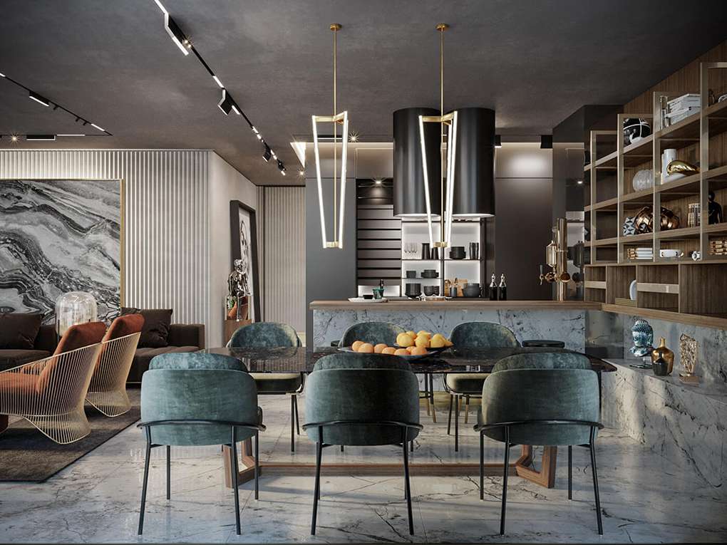 20+ Mẫu thiết kế phòng khách liền bếp 20m2 đẹp tiện nghi nhất 3 Mẫu phòng khách liền bếp tiện nghi nhất