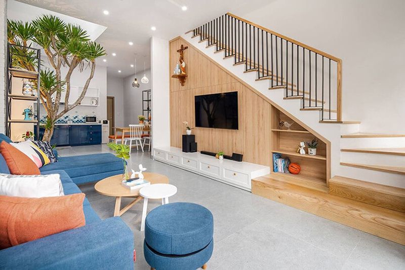 20+ Mẫu thiết kế phòng khách liền bếp 20m2 đẹp tiện nghi nhất 5 Mẫu phòng khách liền bếp tiện nghi nhất