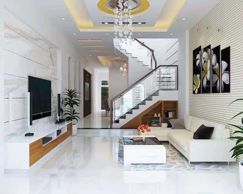 10 Cách trang trí phòng khách nhà cấp 4 đẹp, hiện đại nhất 28 Mẫu thiết kế phòng khách đẹp với màu sắc tươi sáng
