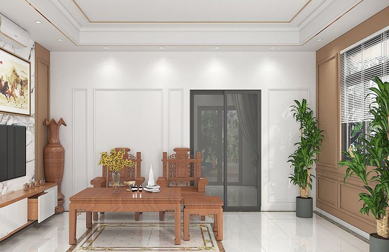 10 Cách trang trí phòng khách nhà cấp 4 đẹp, hiện đại nhất 41 Cách trang trí phòng khách nhà cấp 4 đẹp với cây xanh