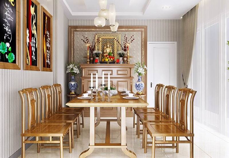 35+ Mẫu phòng khách kết hợp phòng thờ đẹp hợp phong thủy 17 Mẫu phòng khách có bàn thờ dạng đứng (tủ thờ)