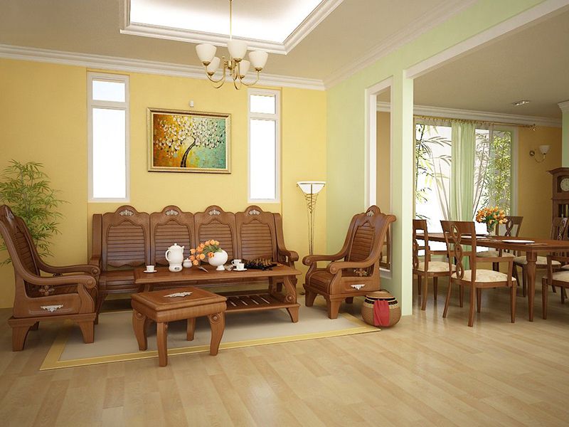 10 Cách trang trí phòng khách nhà cấp 4 đẹp, hiện đại nhất 10 Mẫu phòng khách nhà cấp 4 nội thất bằng gỗ
