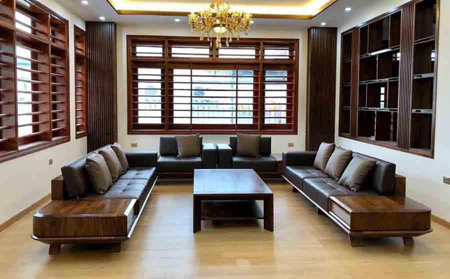 Cách trang trí phòng khách nhà vuông đẹp, hiện đại tối ưu nhất 21 Phòng khách nhà vuông trang trí với chất liệu gỗ