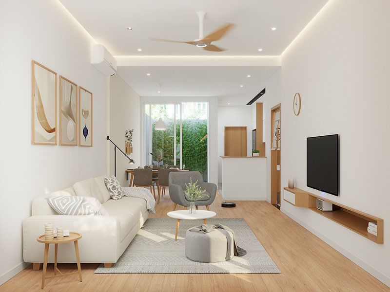 Cách trang trí phòng khách nhà vuông đẹp, hiện đại tối ưu nhất 12 Phòng khách được thiết kế có tường trắng