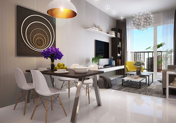 mẫu phòng khách nhà vuông