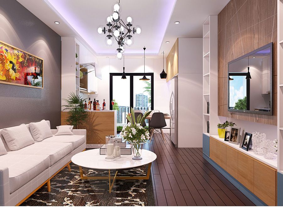 Cách trang trí phòng khách nhà vuông đẹp, hiện đại tối ưu nhất 19 Phối màu sắc đồ nội thất phòng khách