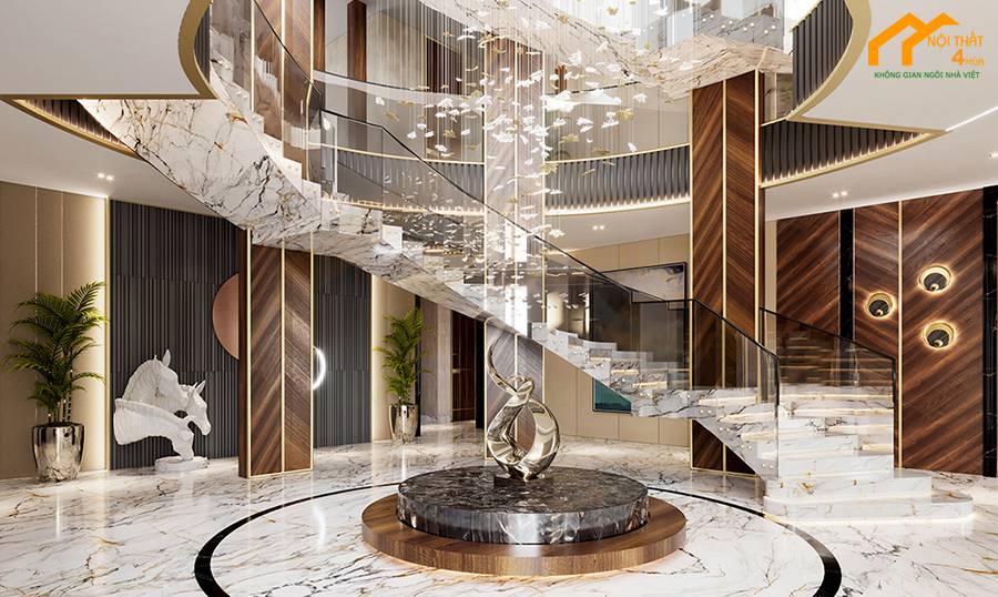 Mẫu phòng khách biệt thự thông tầng