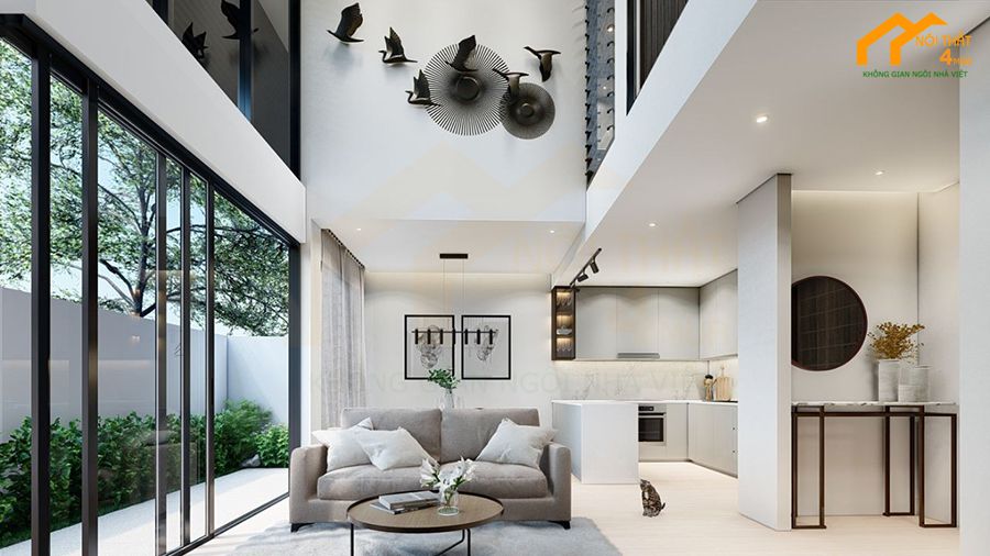 Mẫu phòng khách biệt thự thông tầng