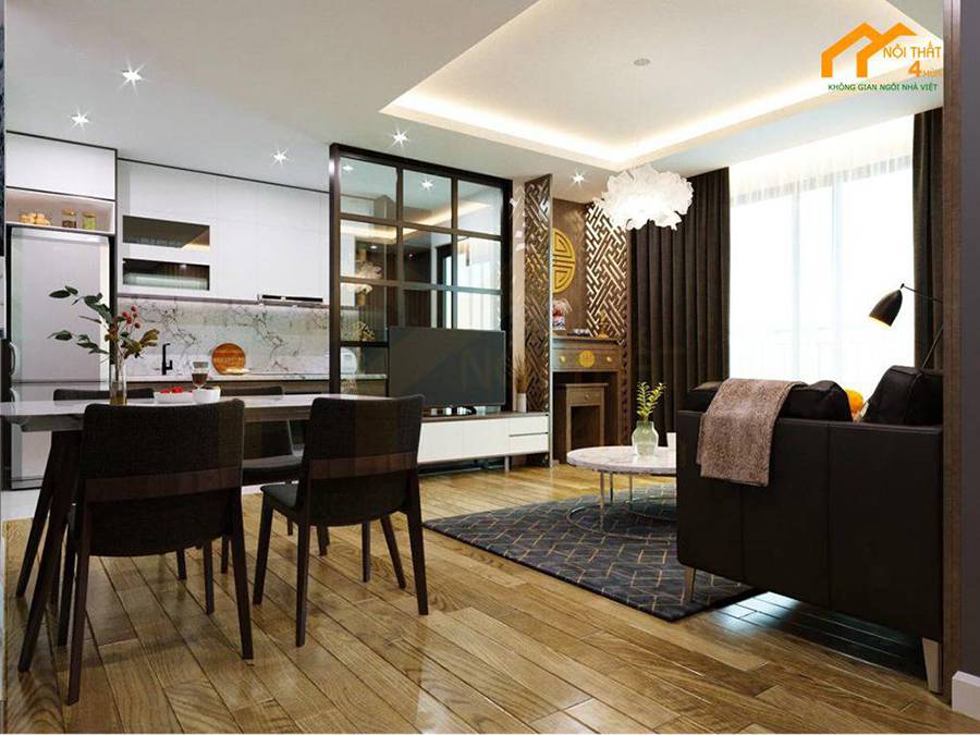 thiết kế phòng khách nhà ống có bàn thờ