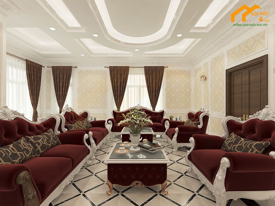 Rèm cửa phòng khách phong cách cổ điển