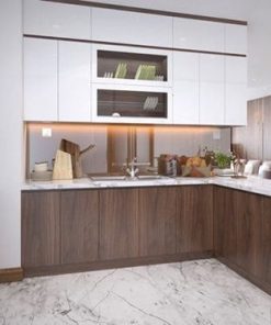 Mẫu tủ bếp gỗ óc chó PBOC04