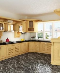 Tủ bếp gỗ Xoan Đào có quầy bar