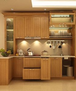 Mẫu tủ bếp gỗ Xoan Đào có quầy bar