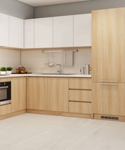 Tủ bếp gỗ laminate chữ L đẹp