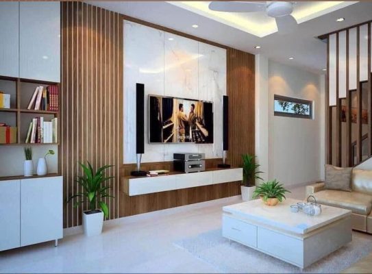 Vách tivi phòng khách đẹp