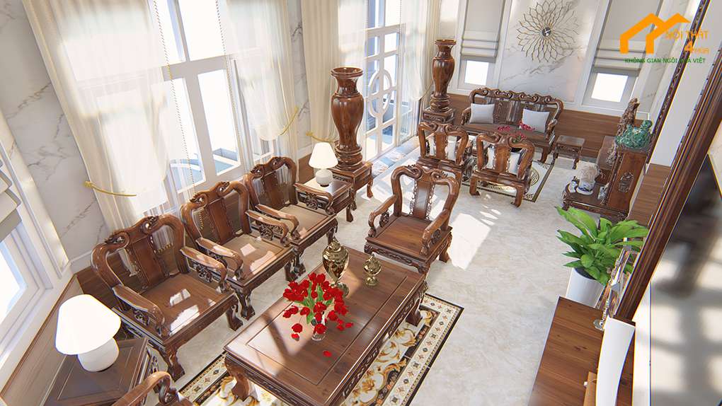 Mẫu nội thất phòng khách tân cổ điển sang trọng
