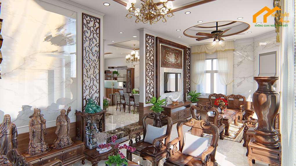 Mẫu nội thất phòng khách tân cổ điển sang trọng