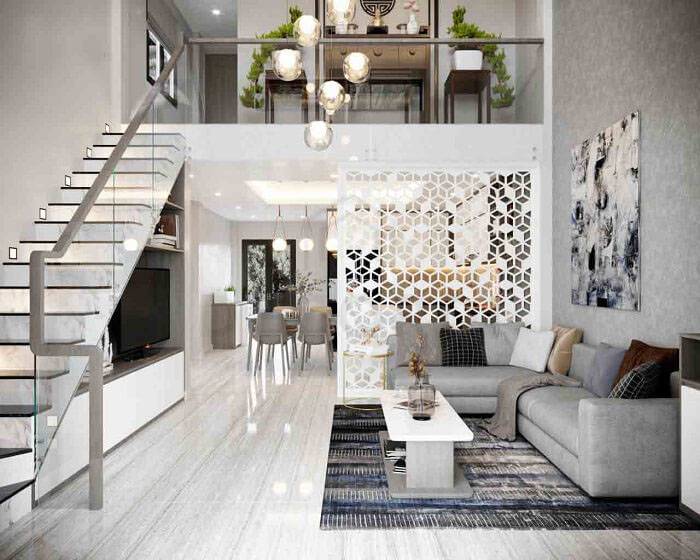 Phòng khách kết hợp phòng thờ nhà ống cấp 4