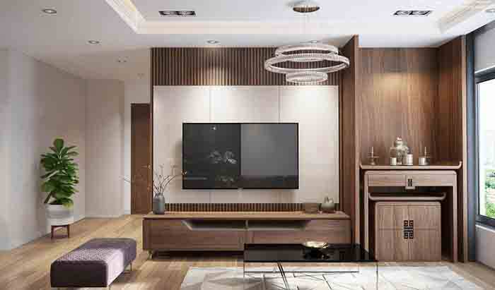 35+ Mẫu phòng khách kết hợp phòng thờ đẹp hợp phong thủy 26 Mẫu thiết kế phòng khách kết hợp phòng thờ đẹp