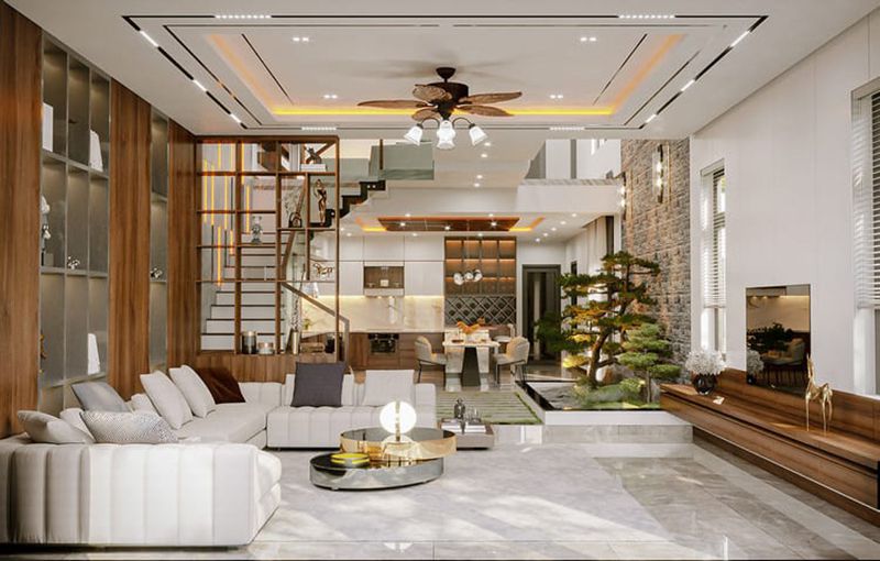 10+ Mẫu phòng khách liền bếp nhà ống đẹp được ưa thích nhất 11 Mẫu phòng khách liền bếp nhà ống đẹp