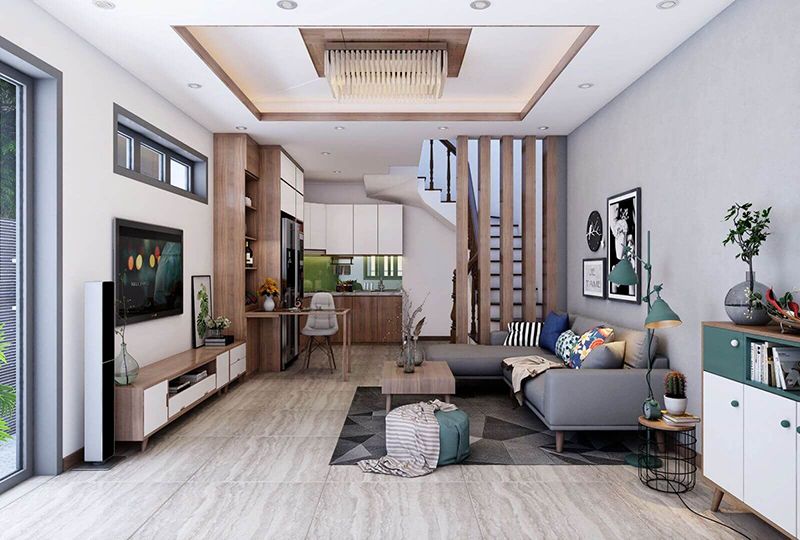 10+ Mẫu phòng khách liền bếp nhà ống đẹp được ưa thích nhất 12 Mẫu phòng khách liền bếp nhà ống đẹp
