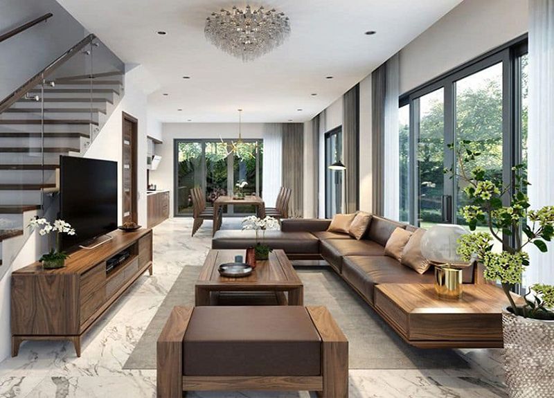 10+ Mẫu phòng khách liền bếp nhà ống đẹp được ưa thích nhất 13 Mẫu phòng khách liền bếp nhà ống đẹp