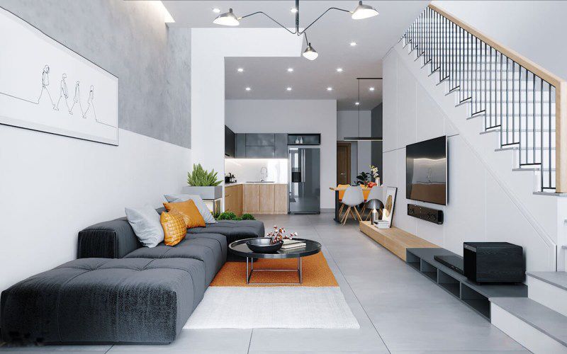 10+ Mẫu phòng khách liền bếp nhà ống đẹp được ưa thích nhất 15 Mẫu phòng khách liền bếp nhà ống đẹp