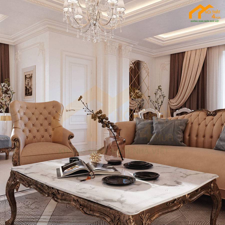 Mẫu phòng khách tân cổ điển hiện đại