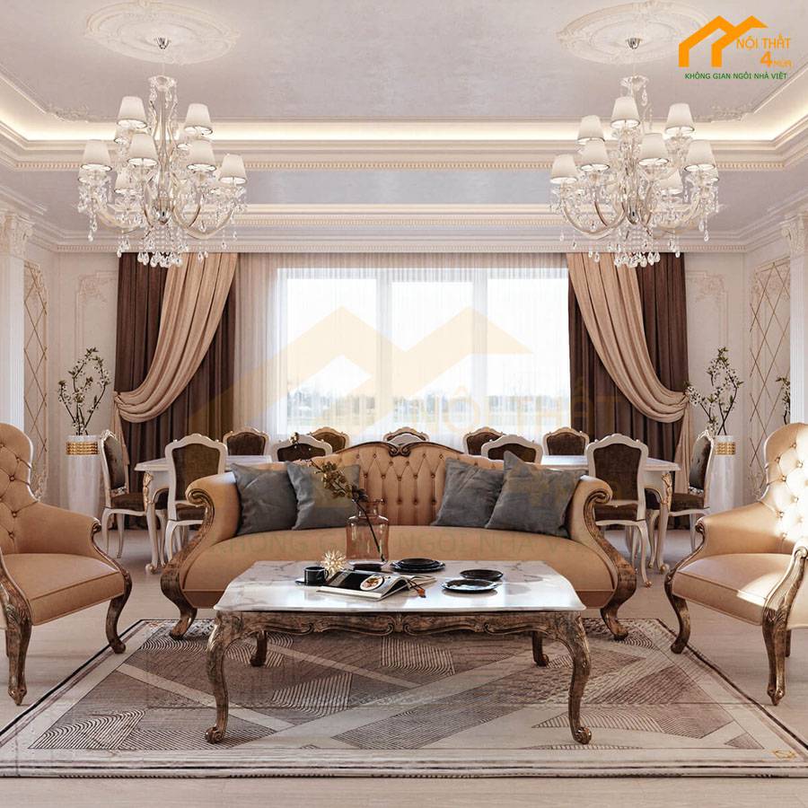 Mẫu phòng khách tân cổ điển hiện đại