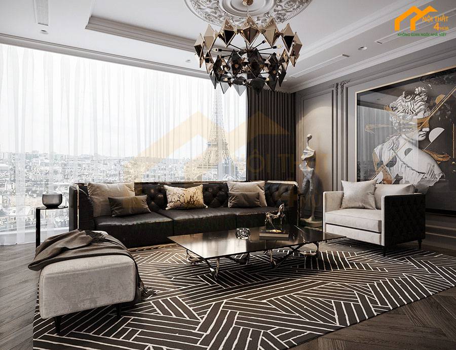 Mẫu phòng khách tân cổ điển hiện đại